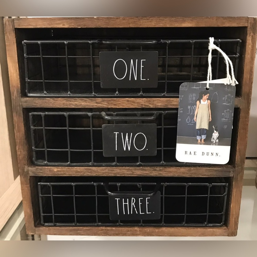 Rae Dunn One Two Three Draw Organizer NWT